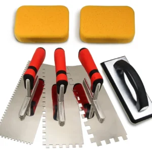 Outils de Carrelage Ensemble de Truelle à Encoche Carrée en Acier Inoxydable Plus Flotteur de Coulis en Caoutchouc...-