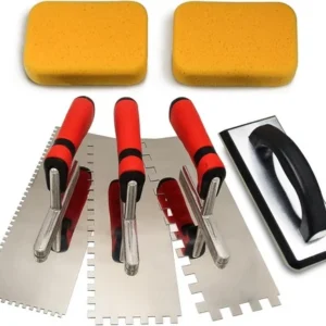 Outils de carrelage ensemble de truelles à encoche carrée en acier inoxydable plus flotteur de coulis en caoutchouc et G-